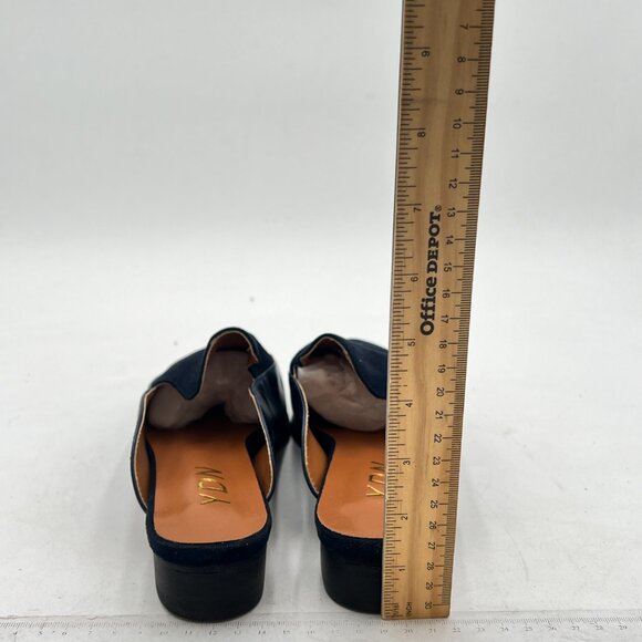 YDN Navy Low Heels Mules Slip On Loafers Pointy Toe Clogs Slide Slipper Shoes - Picture 4 of 7